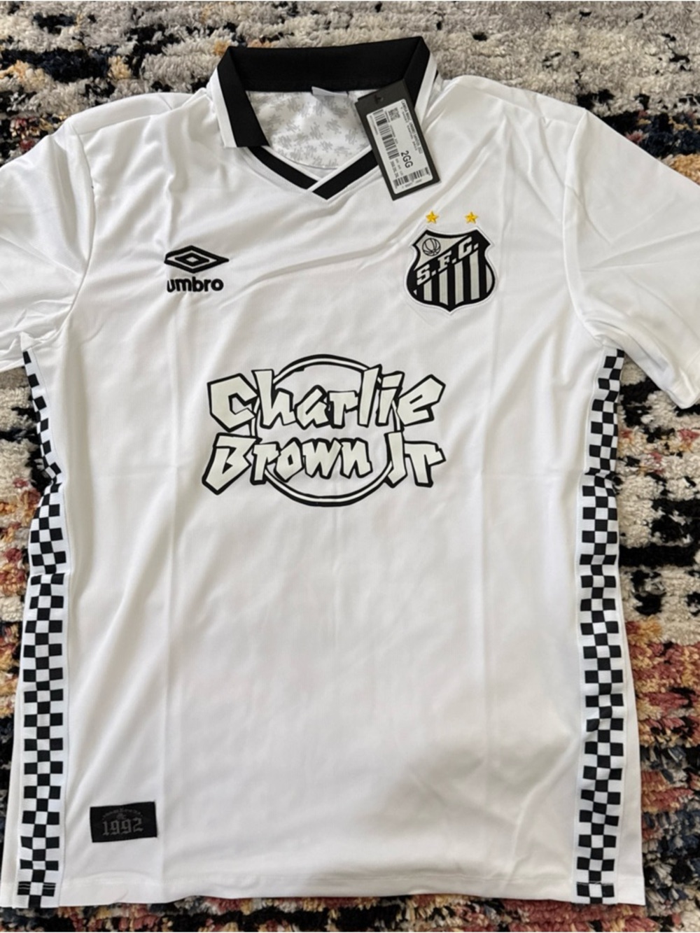 Umbro Santos FC White Soccer Jersey with Charlie Brown Jr. Logo xxl